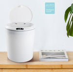 EXPED SMART 桌面智能感應電動收納盒車用辦公垃圾桶，規格：3L 電池版（白色）、3L 電池版（卡其色）、5L 電池版（白色）、5L 電池版（卡其色）、3L USB 充電版（白色）、3L USB 充電版（卡其色）