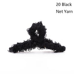樹脂材質彈簧髮夾，顏色：25黃色網紗，20黑色網紗，21粉色網紗，22湖藍網紗，23淺紫網紗