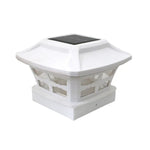 4 inch Outdoor Solar Column Lamp White + Warm White Light Garden Lamp, Black, White