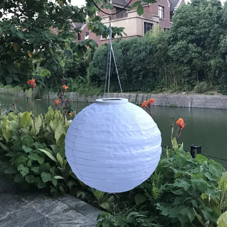 26LM 戶外太陽能白色燈籠吊燈婚禮節慶燈籠庭院裝飾燈