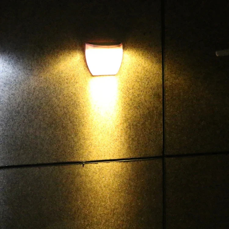 8燈光控太陽能花園壁燈戶外圍欄燈草坪燈街燈，白光，暖光