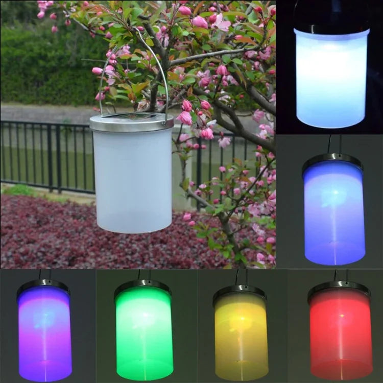 戶外防水太陽能燈桶形LED庭院花園吊燈夜燈，彩光，白光，暖光