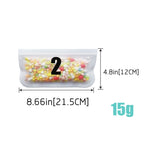 半透明磨砂PEVA食品保鮮袋冰箱食品收納袋自封食品袋，5個/套（NO.1x5），5個/套（NO.2x5），6個/套（NO.1x4+NO.2x2），10個/套（NO.1x6+NO.2x4），12個/套（NO.1x7+NO.2x5）