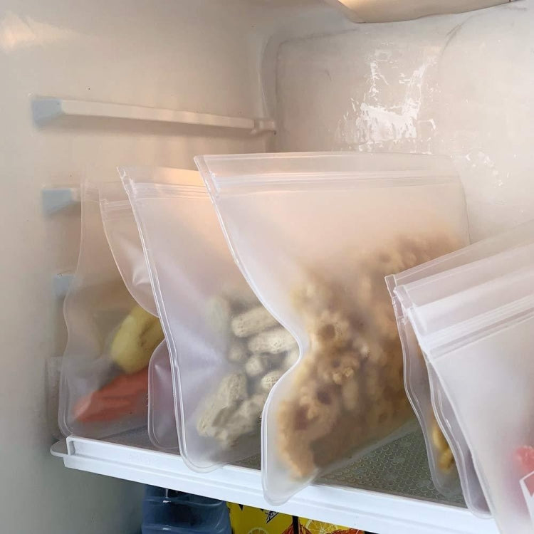 半透明磨砂PEVA食品保鮮袋冰箱食品收納袋自封食品袋，5個/套（NO.1x5），5個/套（NO.2x5），6個/套（NO.1x4+NO.2x2），10個/套（NO.1x6+NO.2x4），12個/套（NO.1x7+NO.2x5）