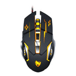 T-WOLF V6 USB 介面 6鍵 3200 DPI 有線滑鼠遊戲機械巨集編程 7色發光遊戲滑鼠，線長：1.5m，巨集定義音效版黑銀，巨集定義音效版鐵灰