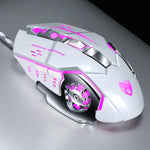 T-WOLF V6 USB 介面 6鍵 3200 DPI 有線滑鼠遊戲機械巨集編程 7色發光遊戲滑鼠，線長：1.5m，巨集定義音效版黑銀，巨集定義音效版鐵灰