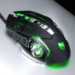 T-WOLF V6 USB 介面 6鍵 3200 DPI 有線滑鼠遊戲機械巨集編程 7色發光遊戲滑鼠，線長：1.5m，巨集定義音效版黑銀，巨集定義音效版鐵灰