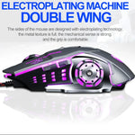 T-WOLF V6 USB 介面 6鍵 3200 DPI 有線滑鼠遊戲機械巨集編程 7色發光遊戲滑鼠，線長：1.5m，巨集定義音效版黑銀，巨集定義音效版鐵灰
