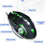 T-WOLF V6 USB 介面 6鍵 3200 DPI 有線滑鼠遊戲機械巨集編程 7色發光遊戲滑鼠，線長：1.5m，巨集定義音效版黑銀，巨集定義音效版鐵灰