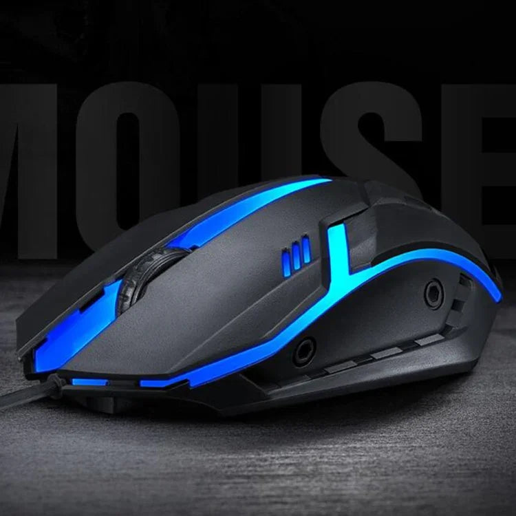2件裝 T-WOLF V1 USB介面 3鍵 1200 DPI 有線滑鼠 7色背光電競滑鼠 線長：1.35米
