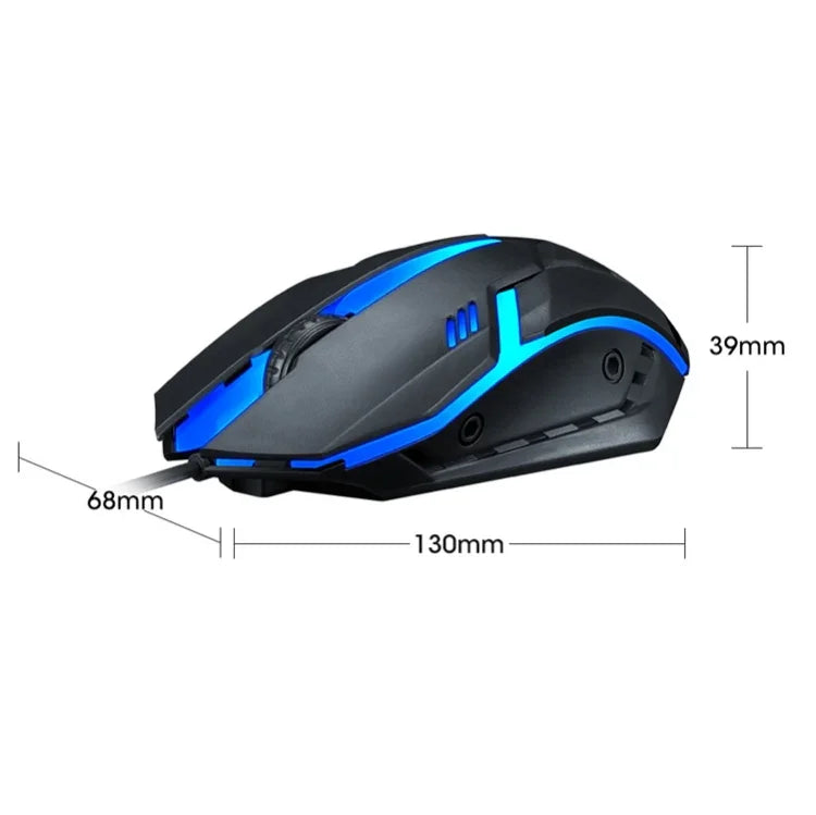 2件裝 T-WOLF V1 USB介面 3鍵 1200 DPI 有線滑鼠 7色背光電競滑鼠 線長：1.35米