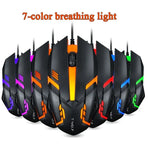 2件裝 T-WOLF V1 USB介面 3鍵 1200 DPI 有線滑鼠 7色背光電競滑鼠 線長：1.35米