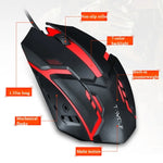 2件裝 T-WOLF V1 USB介面 3鍵 1200 DPI 有線滑鼠 7色背光電競滑鼠 線長：1.35米