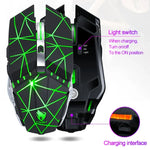 T-WOLF Q15 6鍵 1600 DPI 無線可充電靜音辦公遊戲滑鼠，帶7色呼吸燈，科技黑，星空黑，珍珠白