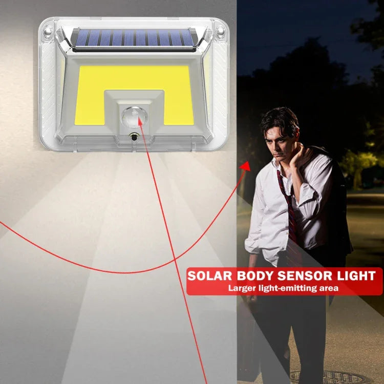 Solar Wall Light Garden Four-Sided Luminous Solar Light Human Body Induction Waterproof Outdoor Light, 90 LED