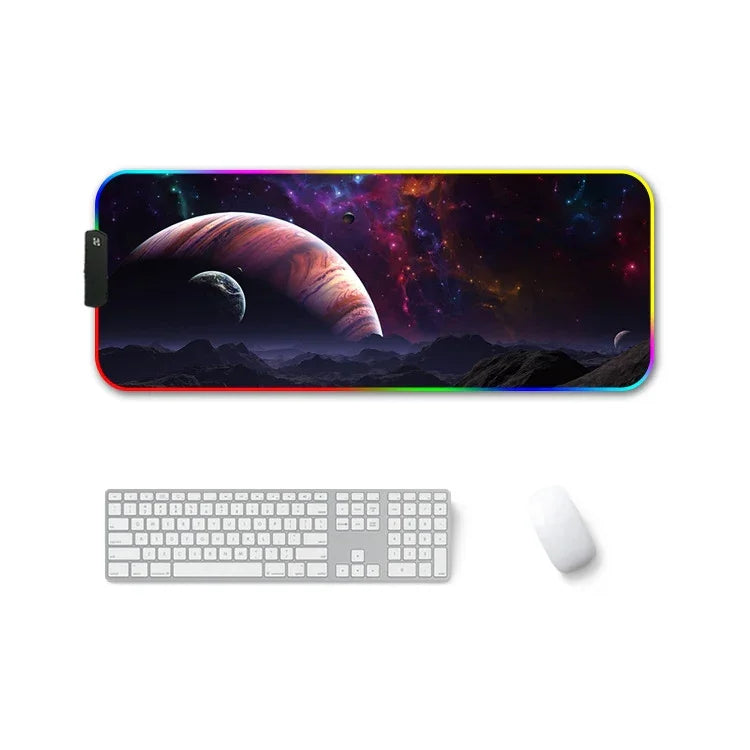 F-01 橡膠熱轉印 RGB 發光防滑滑鼠墊，300x350x4mm，350x600x3mm，350x600x4mm，300x800x3mm，300x800x4mm
