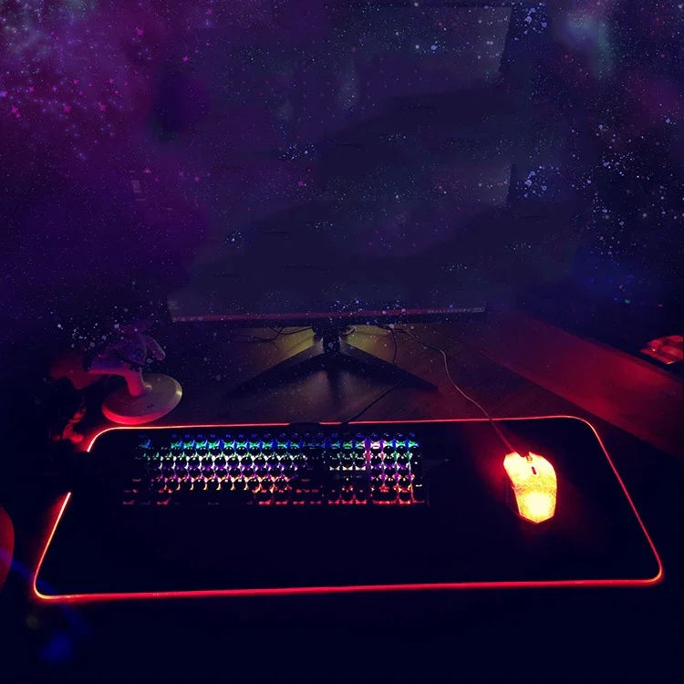 F-01 橡膠熱轉印 RGB 發光防滑滑鼠墊，350x900x3mm，350x900x4mm，400x900x3mm，400x900x4mm