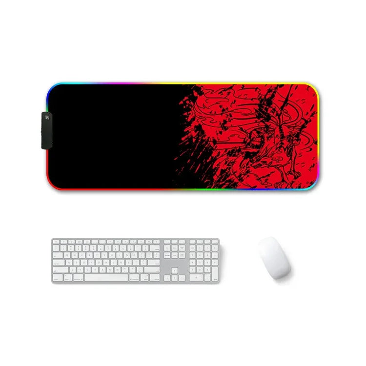 F-01 橡膠熱轉印 RGB 發光防滑滑鼠墊，350x900x3mm，350x900x4mm，400x900x3mm，400x900x4mm