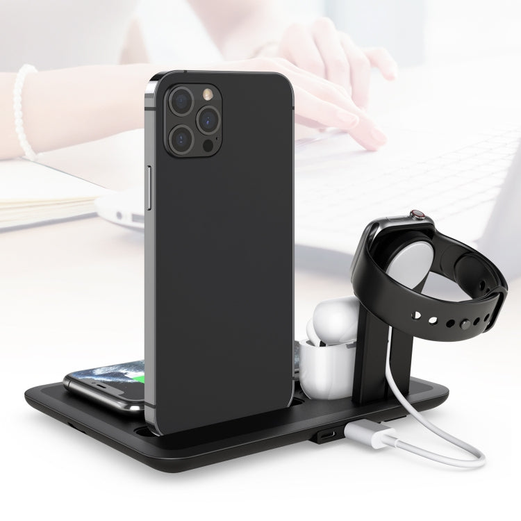 HQ-UD17 4 合 1 無線充電器手機支架充電底座，適用 iPhone、iWatch、AirPods 及其他 Android 手機，HQ-UD17