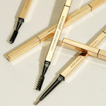 3 PCS MAYCHEER 3117 Small Gold Bars Double Eyebrow Pencil Thin Head Waterproof Non-bleeding Eyebrow Pencil, 1 Deep Coffee Color, 2 Light Coffee Color, 3 Black Gray, 4 Gray Brown, 5 Moss Green
