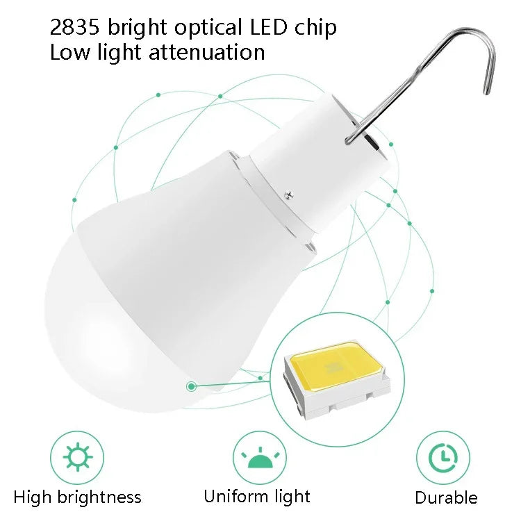 LED Solar Bulb USB Portable Outdoor Emergency Light Bulb Camping Lighting