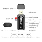 USB 車用藍牙 5.0 轉接器接收器 FM + AUX 音頻雙輸出立體聲發射器，K9 黑色