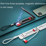 Oatsbasf 03083 便攜多功能 Micro USB + USB-C / Type-C + 8 Pin 三合一充電線，白色、灰色、橙色、綠色