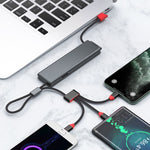 Oatsbasf 03083 便攜多功能 Micro USB + USB-C / Type-C + 8 Pin 三合一充電線，白色、灰色、橙色、綠色