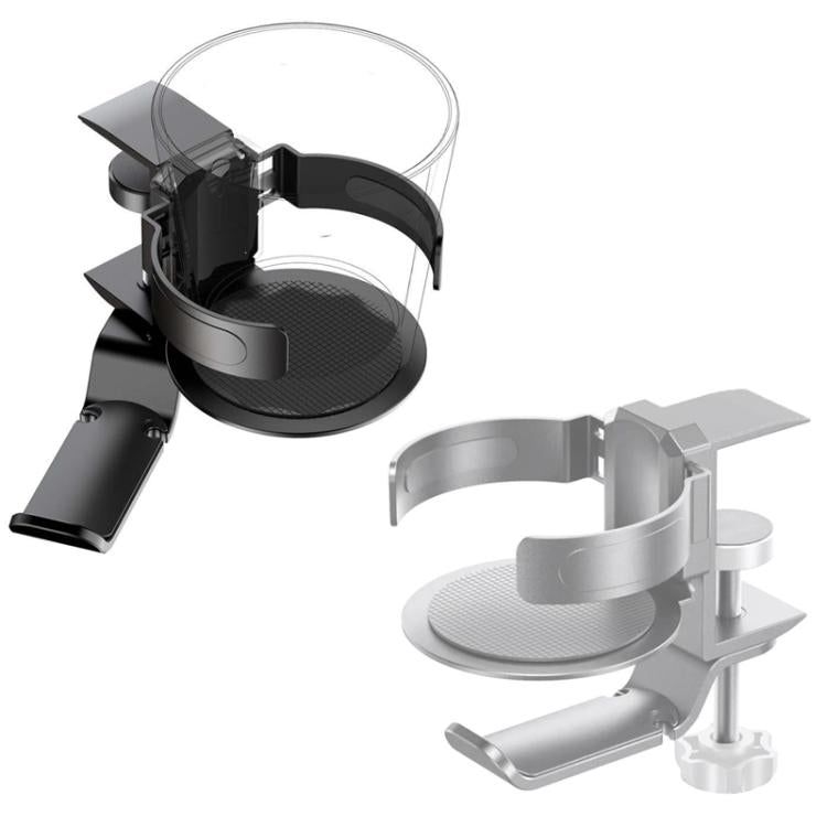 旋轉杯架耳機架網吧顯示器耳機掛架，黑色，月光銀