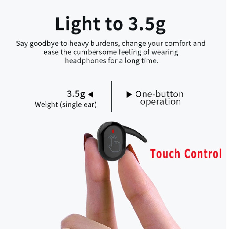 Y30 Wireless Bluetooth Headset 5.0 In-Ear Mini Earphone, Black, White, Digital Display Black