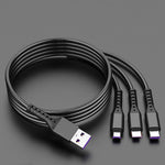 2 件裝 ZZ034 USB 轉 8 針 + USB-C / Type-C + Micro USB 三合一快充線，款式：5A 超快-黑色，迷你-銀色，迷你-紅色，迷你-藍色，迷你-黑色