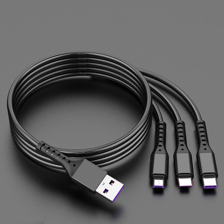 2 件裝 ZZ034 USB 轉 8 針 + USB-C / Type-C + Micro USB 三合一快充線，款式：5A 超快-黑色，迷你-銀色，迷你-紅色，迷你-藍色，迷你-黑色