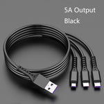 2 件裝 ZZ034 USB 轉 8 針 + USB-C / Type-C + Micro USB 三合一快充線，款式：5A 超快-黑色，迷你-銀色，迷你-紅色，迷你-藍色，迷你-黑色