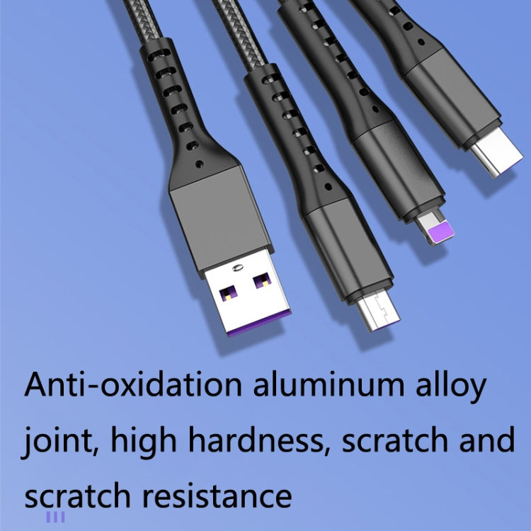2 件裝 ZZ034 USB 轉 8 針 + USB-C / Type-C + Micro USB 三合一快充線，款式：5A 超快-黑色，迷你-銀色，迷你-紅色，迷你-藍色，迷你-黑色
