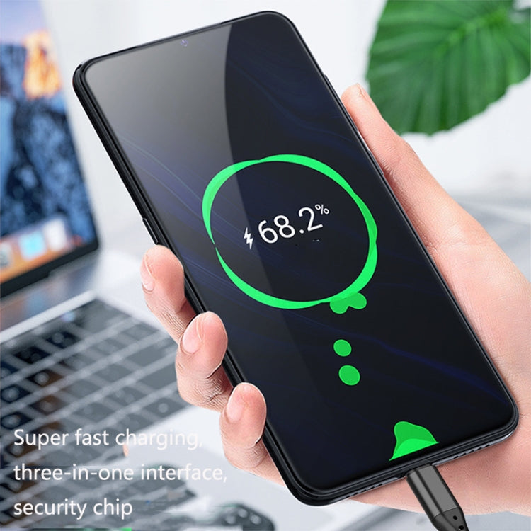 2 件裝 ZZ034 USB 轉 8 針 + USB-C / Type-C + Micro USB 三合一快充線，款式：5A 超快-黑色，迷你-銀色，迷你-紅色，迷你-藍色，迷你-黑色