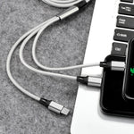 2 件裝 ZZ034 USB 轉 8 針 + USB-C / Type-C + Micro USB 三合一快充線，款式：5A 超快-黑色，迷你-銀色，迷你-紅色，迷你-藍色，迷你-黑色