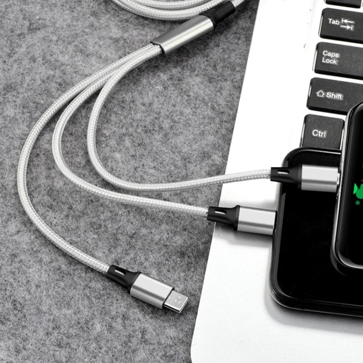 2 件裝 ZZ034 USB 轉 8 針 + USB-C / Type-C + Micro USB 三合一快充線，款式：5A 超快-黑色，迷你-銀色，迷你-紅色，迷你-藍色，迷你-黑色
