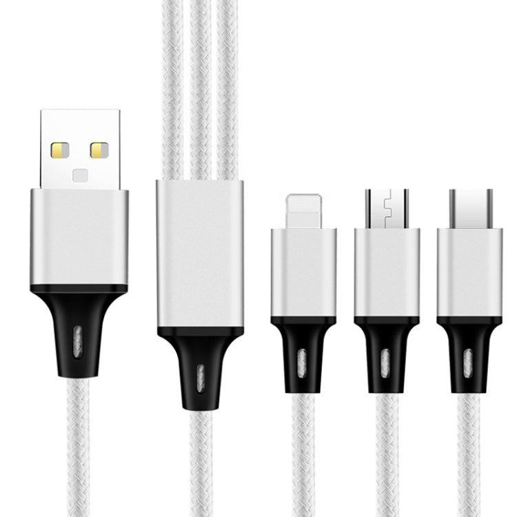 2 件裝 ZZ034 USB 轉 8 針 + USB-C / Type-C + Micro USB 三合一快充線，款式：5A 超快-黑色，迷你-銀色，迷你-紅色，迷你-藍色，迷你-黑色