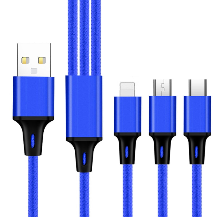 2 件裝 ZZ034 USB 轉 8 針 + USB-C / Type-C + Micro USB 三合一快充線，款式：5A 超快-黑色，迷你-銀色，迷你-紅色，迷你-藍色，迷你-黑色