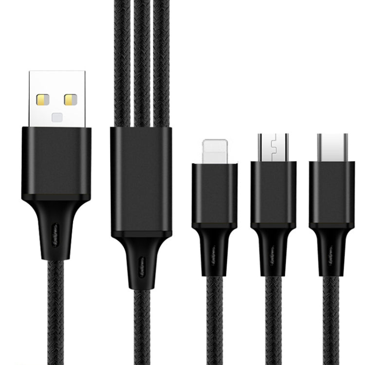 2 件裝 ZZ034 USB 轉 8 針 + USB-C / Type-C + Micro USB 三合一快充線，款式：5A 超快-黑色，迷你-銀色，迷你-紅色，迷你-藍色，迷你-黑色