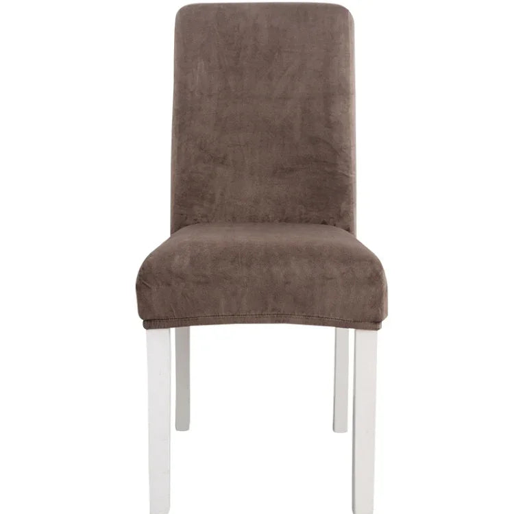 Simple Soft High Elastic Thickening Velvet Semi-Interior Chair Cover Hotel Chair Cover, Coffee Gray, Yellow Green, Wine Red, Navy, Black, Dark Green, White, Peacock Blue, Light Gray, Carbon Gray, Camel, Royal Blue, Beige, Grape Purple, Red, Orange     ...
