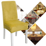 Simple Soft High Elastic Thickening Velvet Semi-Interior Chair Cover Hotel Chair Cover, Coffee Gray, Yellow Green, Wine Red, Navy, Black, Dark Green, White, Peacock Blue, Light Gray, Carbon Gray, Camel, Royal Blue, Beige, Grape Purple, Red, Orange     ...
