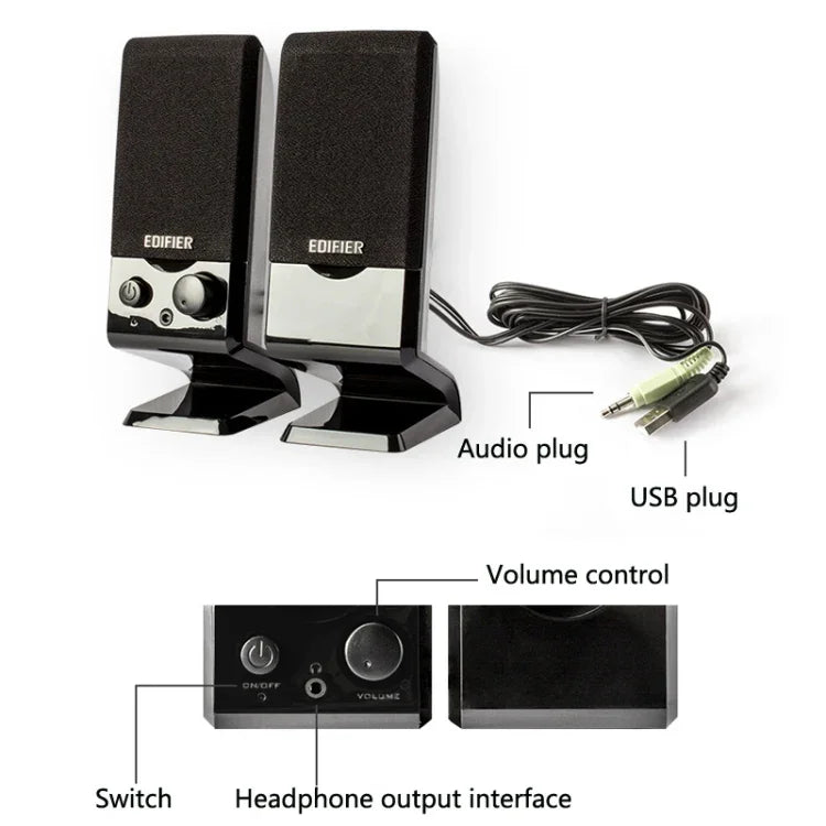 Edifier R10U 迷你 USB 筆記型電腦喇叭，R10U 黑色