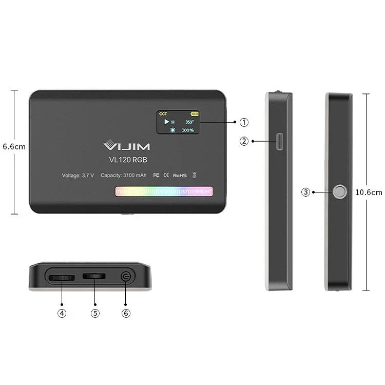 Ulanzi VL120 RGB 全彩 RGB 單眼相機攝影直播小燈，VL120 RGB