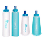 AFISHTOUR TPU 戶外運動軟水袋馬拉松水瓶折疊水袋，容量：400ml（藍色），400ml（透明），300ml（藍色），300ml（透明）