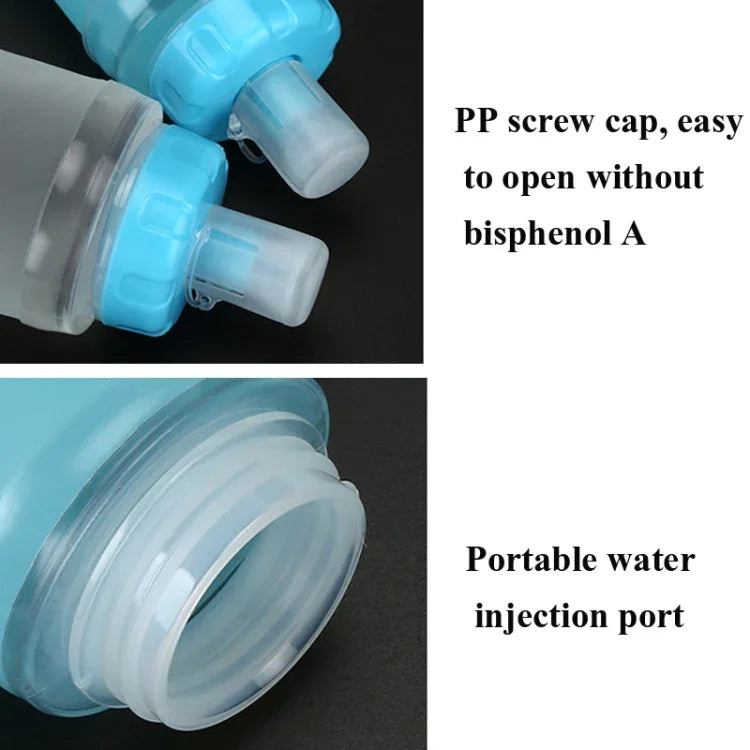 AFISHTOUR TPU 戶外運動軟水袋馬拉松水瓶折疊水袋，容量：400ml（藍色），400ml（透明），300ml（藍色），300ml（透明）