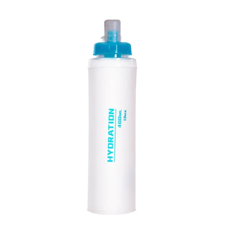 AFISHTOUR TPU 戶外運動軟水袋馬拉松水瓶折疊水袋，容量：400ml（藍色），400ml（透明），300ml（藍色），300ml（透明）