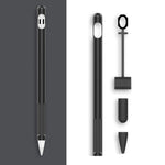 2組4合1觸控筆矽膠保護套 + 防丟繩組，適用於Apple Pencil 1，翡翠白、墨黑、薄荷綠、新鮮粉、紅色、午夜藍、商務灰