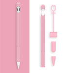 2組4合1觸控筆矽膠保護套 + 防丟繩組，適用於Apple Pencil 1，翡翠白、墨黑、薄荷綠、新鮮粉、紅色、午夜藍、商務灰