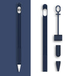 2組4合1觸控筆矽膠保護套 + 防丟繩組，適用於Apple Pencil 1，翡翠白、墨黑、薄荷綠、新鮮粉、紅色、午夜藍、商務灰